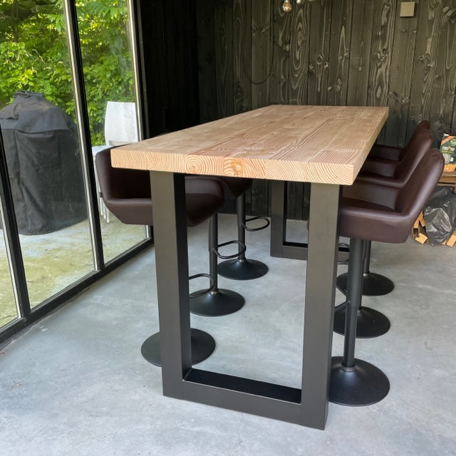 Douglas barset met stalen U-poten zwart + Barstoelen - 5 delig